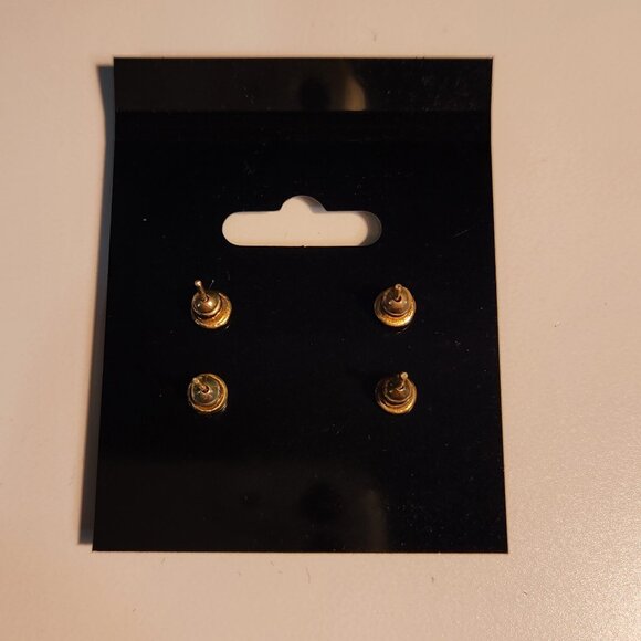 Two Pairs of Flat Rounded Stud Earrings - Light Blue & Dark Blue Turquoise Style - Picture 2 of 3